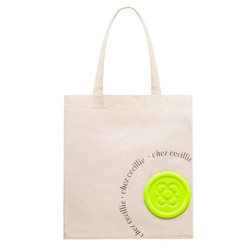 Shopping Tote Bag, Coton Sac Fourre-Tout, Jaune Fluo, Panot Design, Sacs De Courses Avec Mousqueton Pour Cls - Made In Barcelona