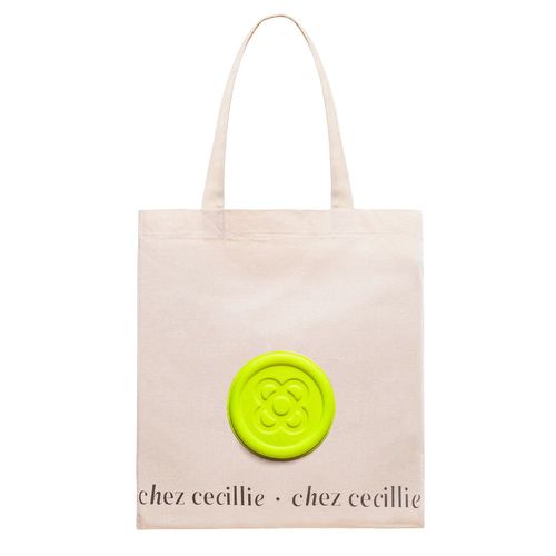 Shopping Tote Bag, Coton Sac Fourre-Tout, Jaune Fluo, Panot Design, Sacs De Courses Avec Mousqueton Pour Cls - Made In Barcelona