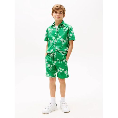 Short  Motif Floral En Popeline Stretch Poplin Printed Short/Green Palm Print - 92 Cm