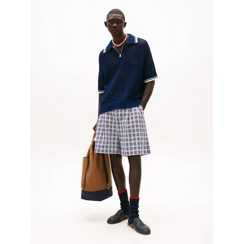 Short Chino Jambe Ample The Runway Collection Check Jacquard Fabric/Blue - 48