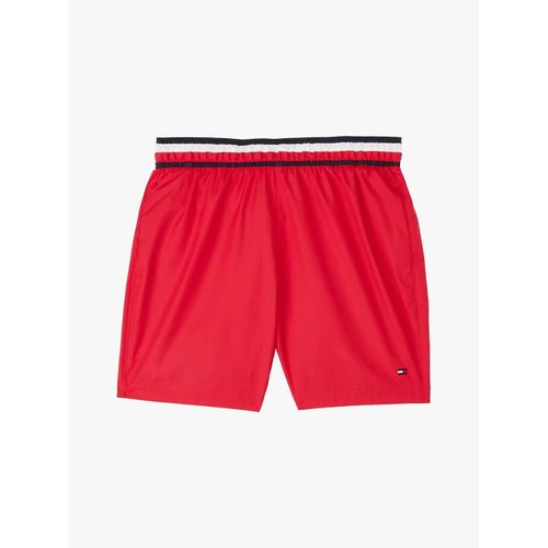 Short De Bain Mi-Long Global Stripe Medium Drawstring/Red - 14-16