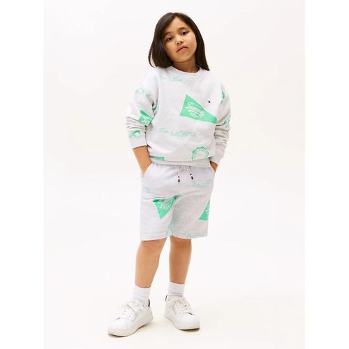 Short De Jogging En Molleton  Motif Logo All Over Printed Sweatshort/Grey Heather - 110 Cm
