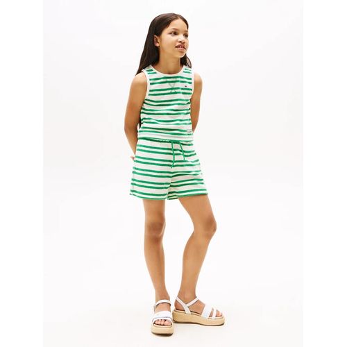 Short En Tissu ponge Dcontract  Rayures Towelling Short/Ancient White / Radiant Green - 98 Cm