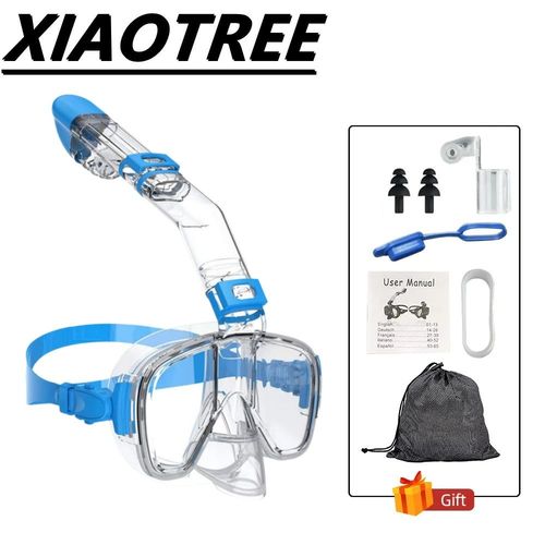 Sicicompetitive- De Plonge Anti-Bue Pliable Pour Adultes,Ensemble Avec Systme Complet De Dessus Sec,Lunettes De Plonge,Support De Camra - Type Blue-L/Xl