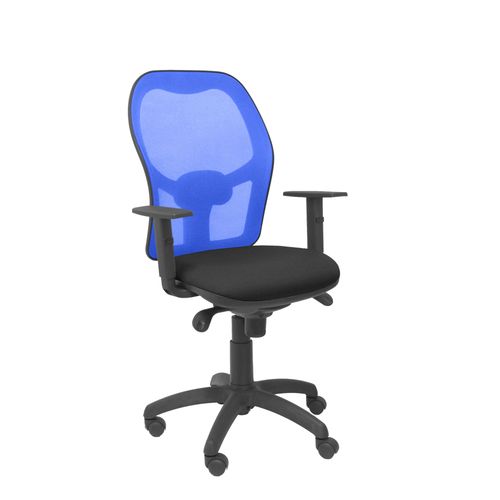 Sige De Bureau Ergonomique Avec Mcanisme Synchro, Accoudoirs Rglables Et Hauteur Rglable Dossier En Maille Respirante En Bleu Et Assise Rembourre En Tissu Bali Noir