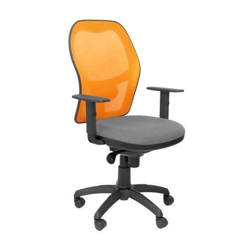 Sige De Bureau Ergonomique Avec Mcanisme Synchro, Accoudoirs Rglables Et Rglables En Hauteur, Dossier En Maille Respirante Orange Et Assise Rembourre En Tissu Bali Gris