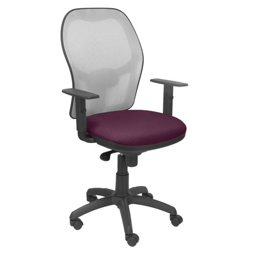 Sige De Bureau Ergonomique Avec Mcanisme Synchro, Accoudoirs Rglables Et Rglage En Hauteur Dossier Respirant En Maille Grise Et Assise Garnie De Tissu Bali Violet Piqueras Y Crespo Modle Jorquera