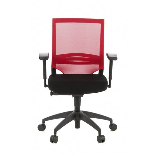 Sige De Bureau / Fauteuil De Direction Porto Base, Assise Tissu / Dossier Maille Noir / Rouge