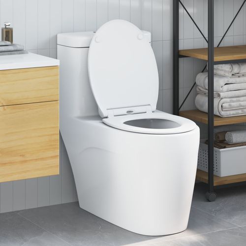 Sige De Toilette  Installation Rapide Vidaxl Avec Fermeture Douce En Duroplast Blanc