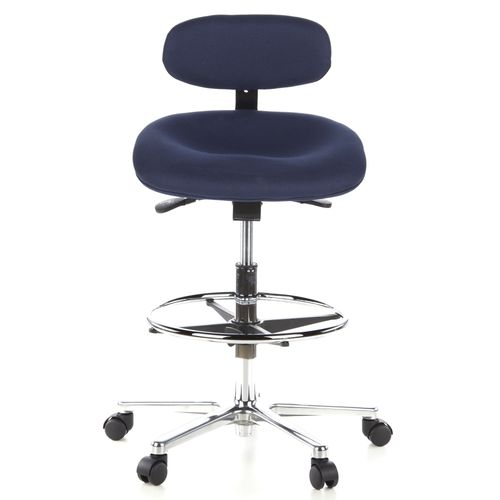 Sige Technique / Tabouret Technique / Tabouret Pivotant Work Mf, Tissu Bleu, Chrom Hjh Office