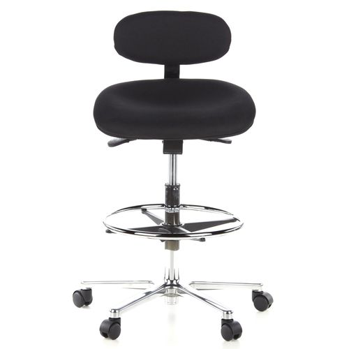 Sige Technique / Tabouret Technique / Tabouret Pivotant Work Mf, Tissu Noir, Chrom Hjh Office