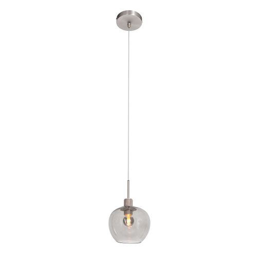 Sienna Lotus Plafonniers Suspendus Dome Acier Bross, Verre Gris Transparent