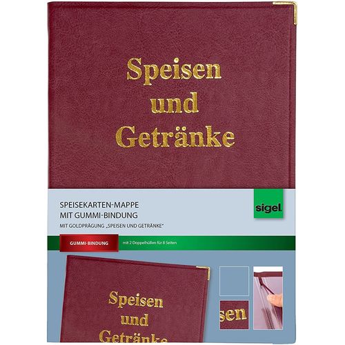 Sigel Menus-Classeur Avec Or Grav Et Reliure En Caoutchouc Pour Format A5-1 Pice Rouge Bordeaux