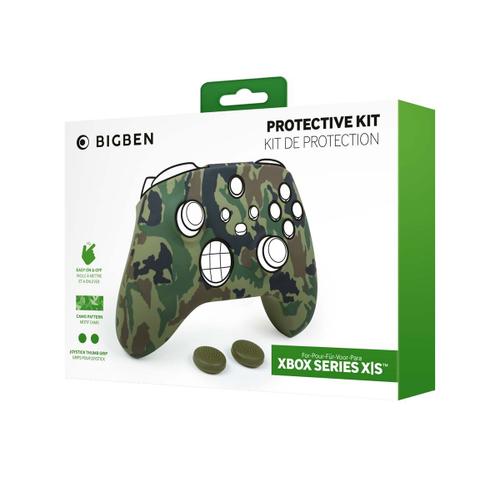 Silicone Skin Pour Manette Xbox + Une Paire De Grips Pour Joystick, Couleur Camouflage Vert