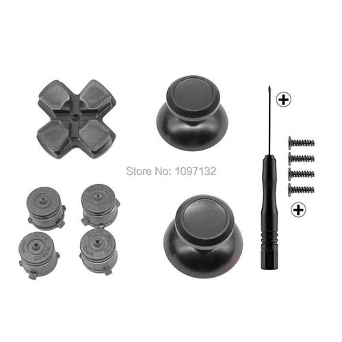 Silver Black - Poignes De Pouce En Mtal Pour Manette De Ps4 Slim Pro, Remplacement En Aluminium, Boutons Abxy Bullet, Chrome D-Sub