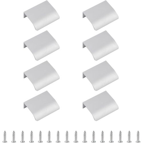 Silver Finger Pull, 8 Pices Poigne Cache Style Moderne Poigne De Tiroir, Arc Bord Aluminium Poigne De Garde - Robe Invisible Pour Armoire Matriel Tiroir / 50mm