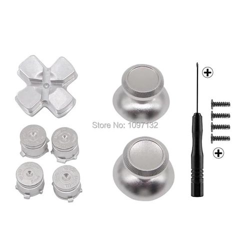 Silver - Poignes De Pouce En Mtal Pour Manette De Ps4 Slim Pro, Remplacement En Aluminium, Boutons Abxy Bullet, Chrome D-Sub