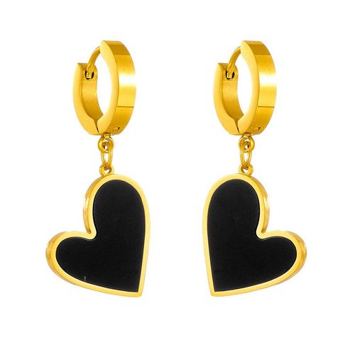 Sion L-Boucles D'oreilles En Acier Inoxydable Avec Pendentif En Forme De CUr, Bijoux De Haute Qualit, Simplicit, Coquillage Noir, Amour,  La Mode