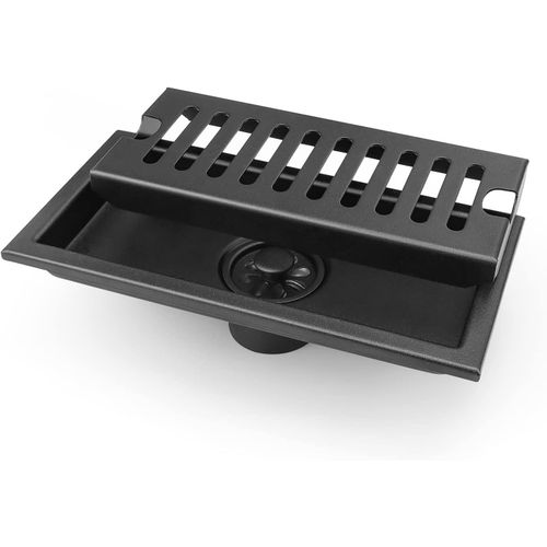 Siphon De Sol Rectangle 20x10 Cm Caniveau De Douche Acier Inoxydable Matt Noir, Grille Douche Anti-Cheveux, Filtre Intgr Pour Salle De Bain, Cuisine, Balcon[Kit6509624]