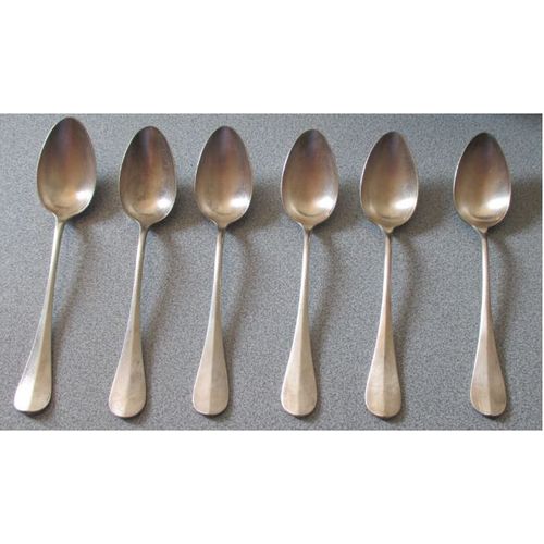 Six Cuillres A Soupe-Poinons 84 Et Mtal Blanc Et 1 Petit Poinon Au Dos Sur 5 D'entre Elles-Taille 21.5cm-Couverts D'argenterie Anciens Ayant Plus De 100 Ans-Avec Traces Noires Et Patine Du Temps