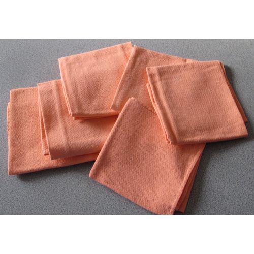 Six Serviettes De Table Oranges Anciennes Aspect Granit - Entirement Ourles - 100%Coton - 45x45cm Environ - Fabrication Artisanale - Laves Mais Jamais Utilises