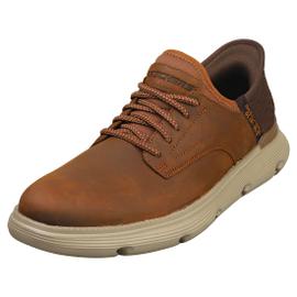 Skechers Slip Ins Garza Pour Hommes Baskets En Cuir Marron Fonce 42