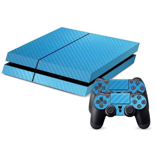 Skin Sticker Autocollant Ps4 Bleu Carbon