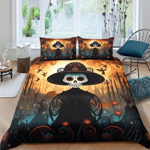 Skull Parure De Lit Pour Housse De Couette Ensemble De Literie Avec Taie D'oreiller Pour Avec Fermeture Clair PiCes Microfibre Housses De Co