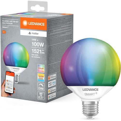 Smart+ Matt Led Lampe, Compatible Avec Google, Alexa, Apple, White Frost Optics, 14w, 1521lm, E27, Color Light & White Light, Avec Vocal Control, Jusqu' 20 000 Hrs, 1-Pack