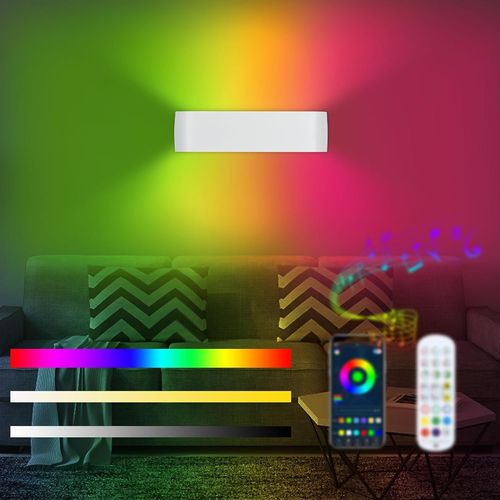 Smart Rgb Applique Murale Intrieure Led Dimmable Multicolore Tlcommande Lampe Murale Chambre Luminaire App Contrle 213 Modes 16 Millions De Couleurs Synchronisation Musique Blanc