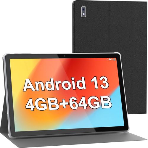 Smartpad A10 Tablet 10,1 Pouces Android 13 Tablets avec botier,4+64GB ROM processeur Quad-Core 5000mAh Batterie,1280x800 IPS HD cran Tactile 5MP+8MP camra,Bluetooth,WiFi,GPS Tablets