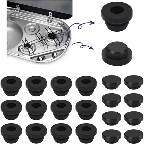 Smev Lot De 12 Supports De Casserole En Caoutchouc Et 8 Bouchons En Caoutchouc, Pour Rchaud De Camping-Car, Compatibles Avec Les Barres De 5 Mm De Smev[MAC0039]