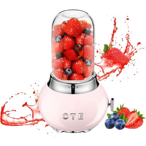 Smoothie Blender,Corps Acier Inoxydable Smoothie Mixer,Batteurs et Robots Multifonctions avec Verre Borosilicat pais 400ml,20000 tr/min,4-Blade Knife Mini Mixeur,Sans BPA,Rose.[P157]