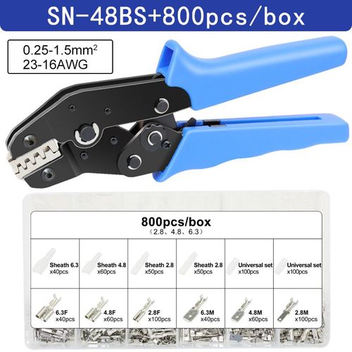 Sn-48bs 800h - Jeu D'outils D'lectricien, Pince  Sertir Pour Tab 2.8 4.8 6.3 Xh2.54 Sm2.5 Dupont 2.54 Bornes De Connecteur De Voiture