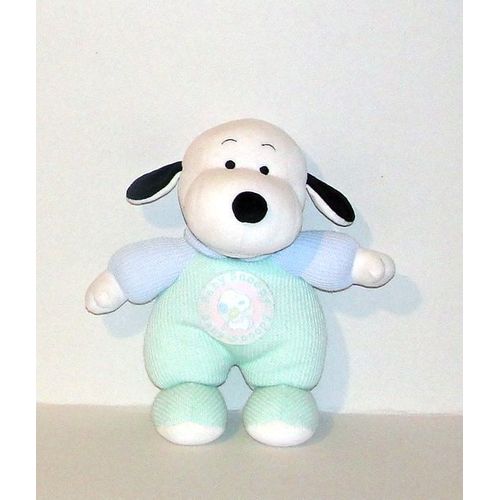 Snoopy Bb Le Chien Baby Snoopy Vert Et Bleu Pastel Blanc Cass Avec Grelot Doudou Peluche Peanuts Jemini 30cm