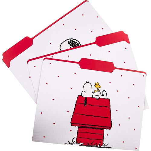Snoopy Binders Set-Set Of 9 Folders And 3 Unique Go-Getter Designs,Embellished With Gold Foil On Durable Triple Score Card Stock