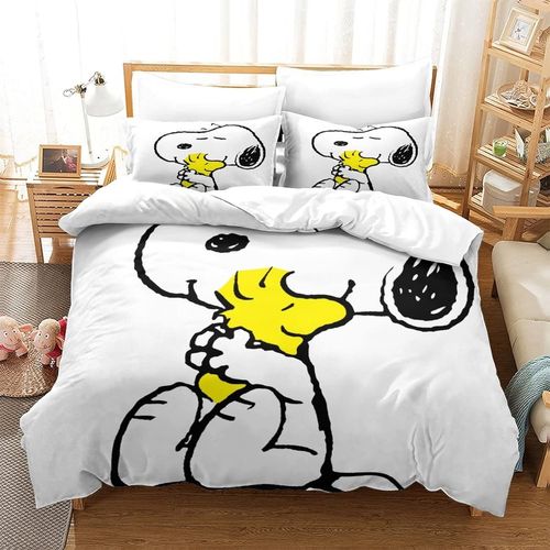 Snoopy C Parure De Lit En Microfibre Douce, Housse De Couette Avec Taies D'oreiller, Pour Chambre D'enfants Et D'adultes, Chien De Dessin Anim, Signe 3d