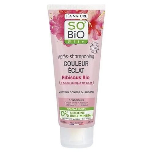 So'bio tic Cheveux Colors Ou Mchs Aprs-Shampooing Hibiscus & Acide Laurique De Coco Bio 200ml