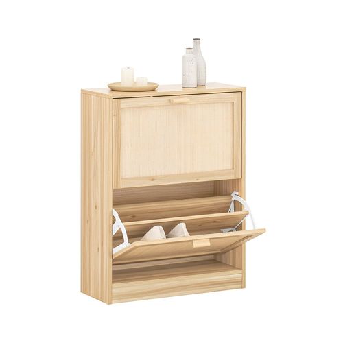 Sobuy Armoire  Chaussures 2 Abattants, Commode  Chaussures, tagre  Chaussures, Meuble De Rangement  Chaussures Avec 2 Portes, Meuble D'entre 60 X 24 X 80 Cm, Fsr160-N