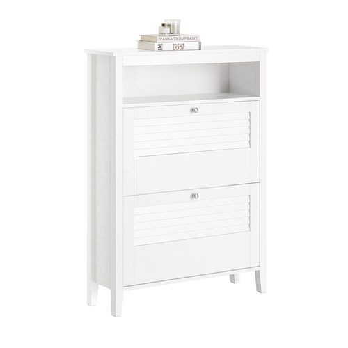 Sobuy Armoire  Chaussures Commode  Chaussures 2 Abattants Meuble De Rangement  Chaussures Meuble D'entre Coffre Rangement Pour Chaussures, 80 X 25 X 108 Cm, Fsr152-W