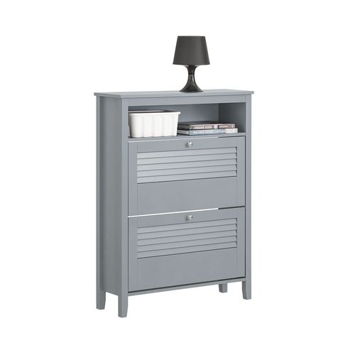 Sobuy Armoire  Chaussures Commode  Chaussures 2 Abattants Meuble De Rangement  Chaussures Meuble D'entre Coffre Rangement Pour Chaussures, Gris, 80 X 25 X 108 Cm, Fsr152-Hg
