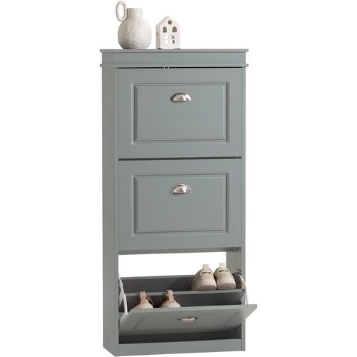 Sobuy Armoire  Chaussures, Meuble De Rangement, Commode  3 Abattants Pour Entre Couloir, 53x24x117 Cm, Gris, Fsr94-Hg