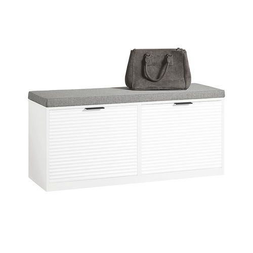 Sobuy Banc  Chaussures Banc DEntre Banc De Couloir Armoire  Chaussures Avec 2 Abattants Meuble De Rangement Pour Entre Avec Coussin Rembourr, 105 X 35 X 48 Cm, Blanc, Fsr147-W