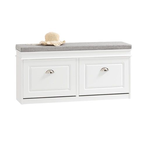 Sobuy Banc De Rangement  Chaussures 2 Abattants Avec Coussin Confortable Armoire  Chaussures Meuble D'entre Coffre Rangement Pour Chaussures Blanc 104x24x51cm Fsr64-W