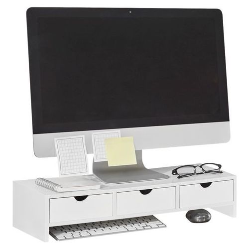 Sobuy Bbf03-W Support De Moniteur cran Ergonomique Support Pour cran D'ordinateur Universal, Ordinateur Portable Ou cran Tv Rhausseur D'cran, Blanc