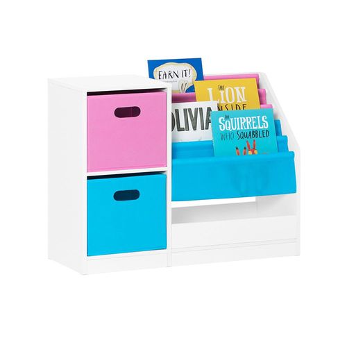 Sobuy Bibliothque Pour Enfants, Organisateur Jouets Et Livres, tagre De Rangement Pour Enfants Avec 2 Paniers, 5 tagres Et 1 Compartiment, 80 X 30 X 61 Cm, Kmb76-F