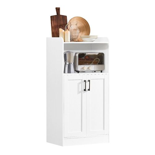 Sobuy Buffet Meuble De Rangement Micro-Ondes Commode Armoire  Micro-Ondes Placard 2 Portes, 1 Compartiment Ouvert Avec Passe-Cble, 60x40x120cm, Blanc, Fsb47-W