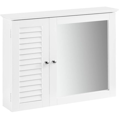 Sobuy Bzr55-W Armoire Miroir Meuble Haut De Salle De Bain Armoire Suspendue Avec Porte Miroir Commode Meuble De Rangement Mural