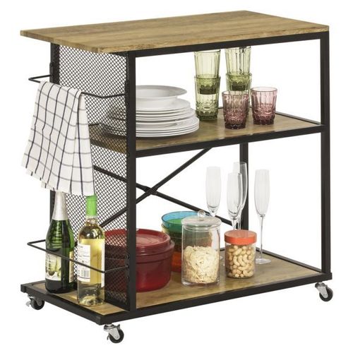 Sobuy Chariot De Bar Desserte De Style Industriel Desserte  3 Niveaux Avec Roulettes, Svw05-N
