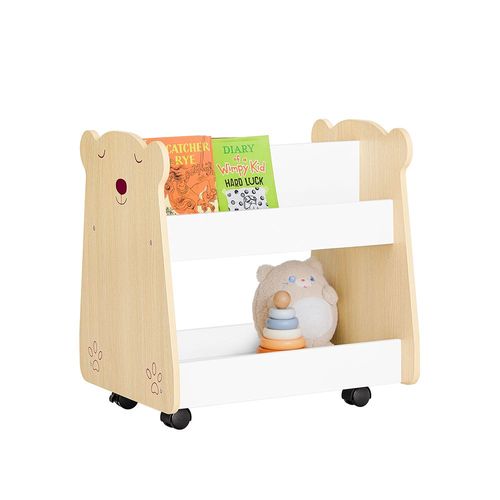 Sobuy tagre  Livres Pour Enfant, tagre  Jouets, Bibliothque  Roulettes Pour Chambre D'enfant Et Salle De Jeux, Meuble Rangement Enfant Design Pour Jouets Et Livres, 50x40x53 Cm Kmb103-Wn